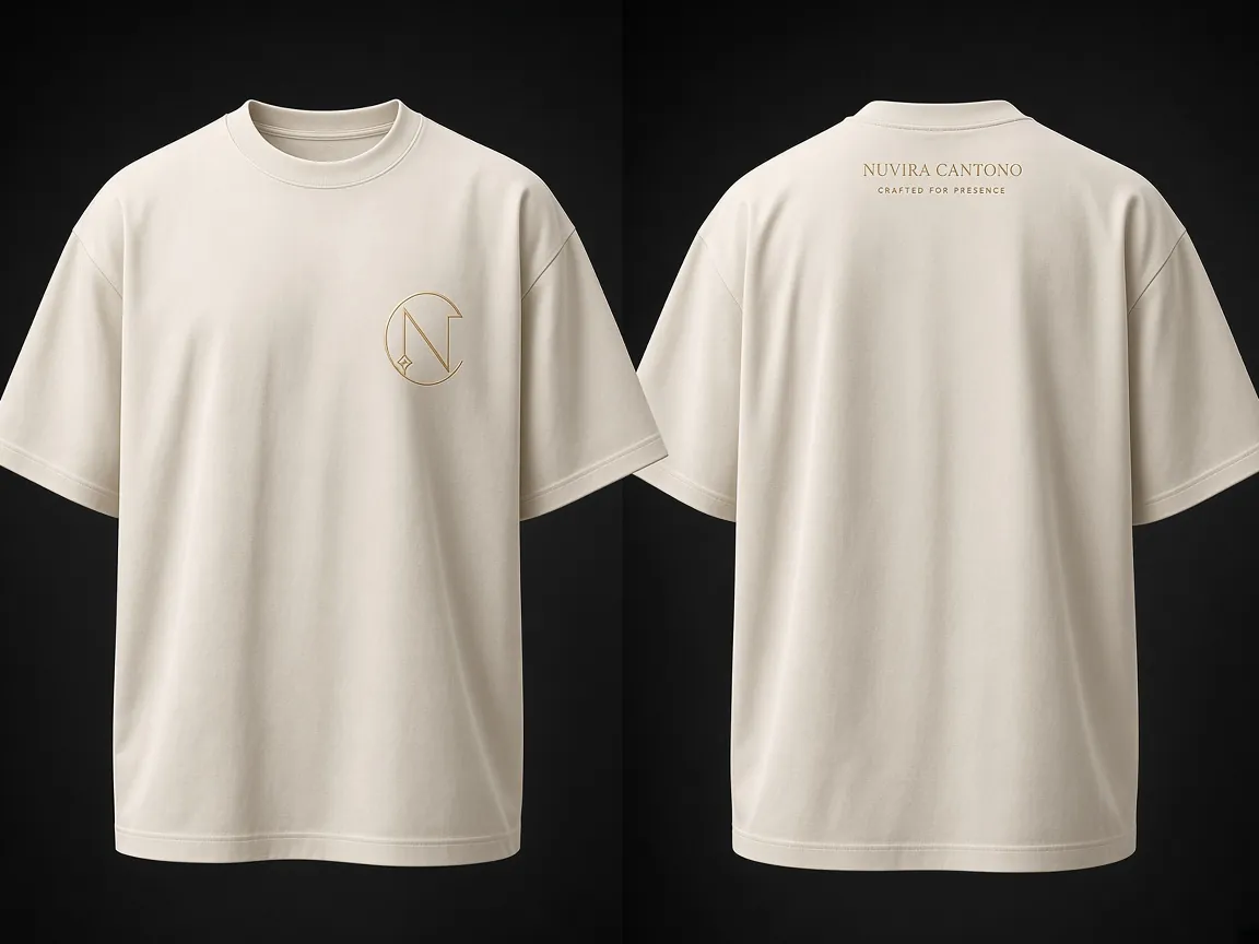 Presence Ivory tee, front and back